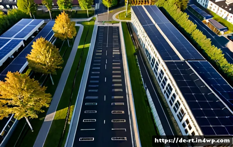 Home 17 스마트시티 디자인과 에너지 효율성 - Photorealistic aerial view of a modern German smart city district at golden hour, energy-efficient a...